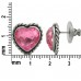 E104PI Antiqued Silver Pink Heart Shape Crystal Earrings 106390